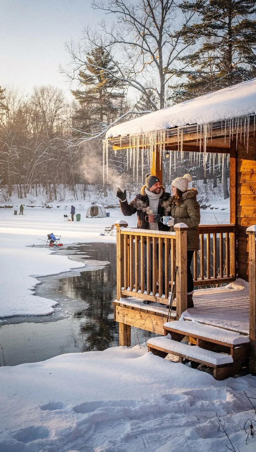 Пристань с лодками и удобными местами для отдыха на берегу.