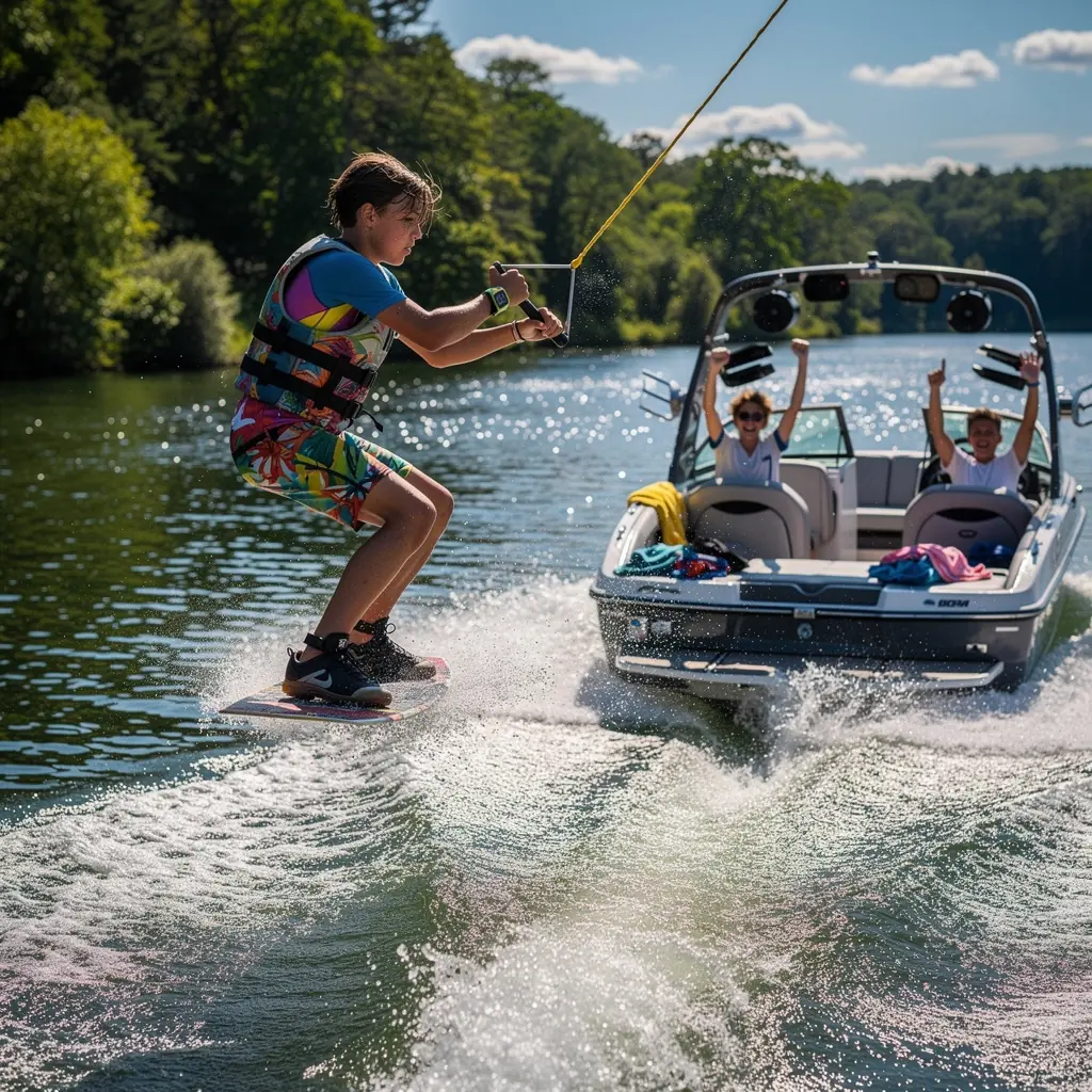 Семейный отдых на воде с возможностью аренды катеров и водных скутеров.