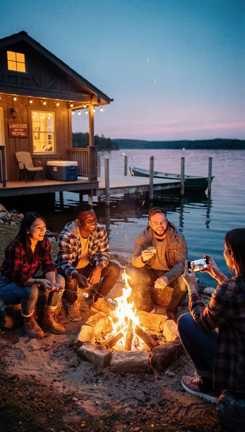 Зеленый двор с зоной для пикника и детской площадкой.