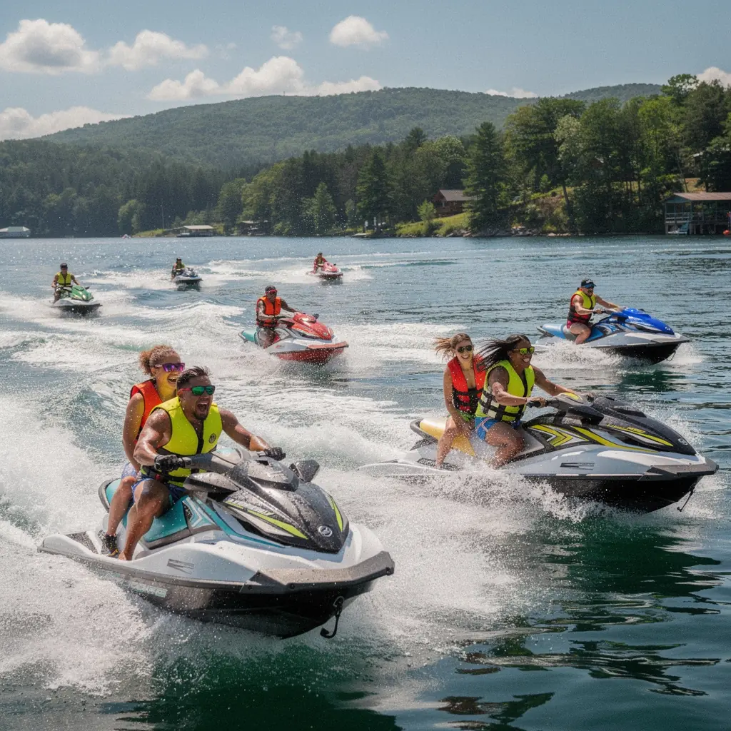 Ночной вид на дом с освещением и отражением в спокойной водной глади.